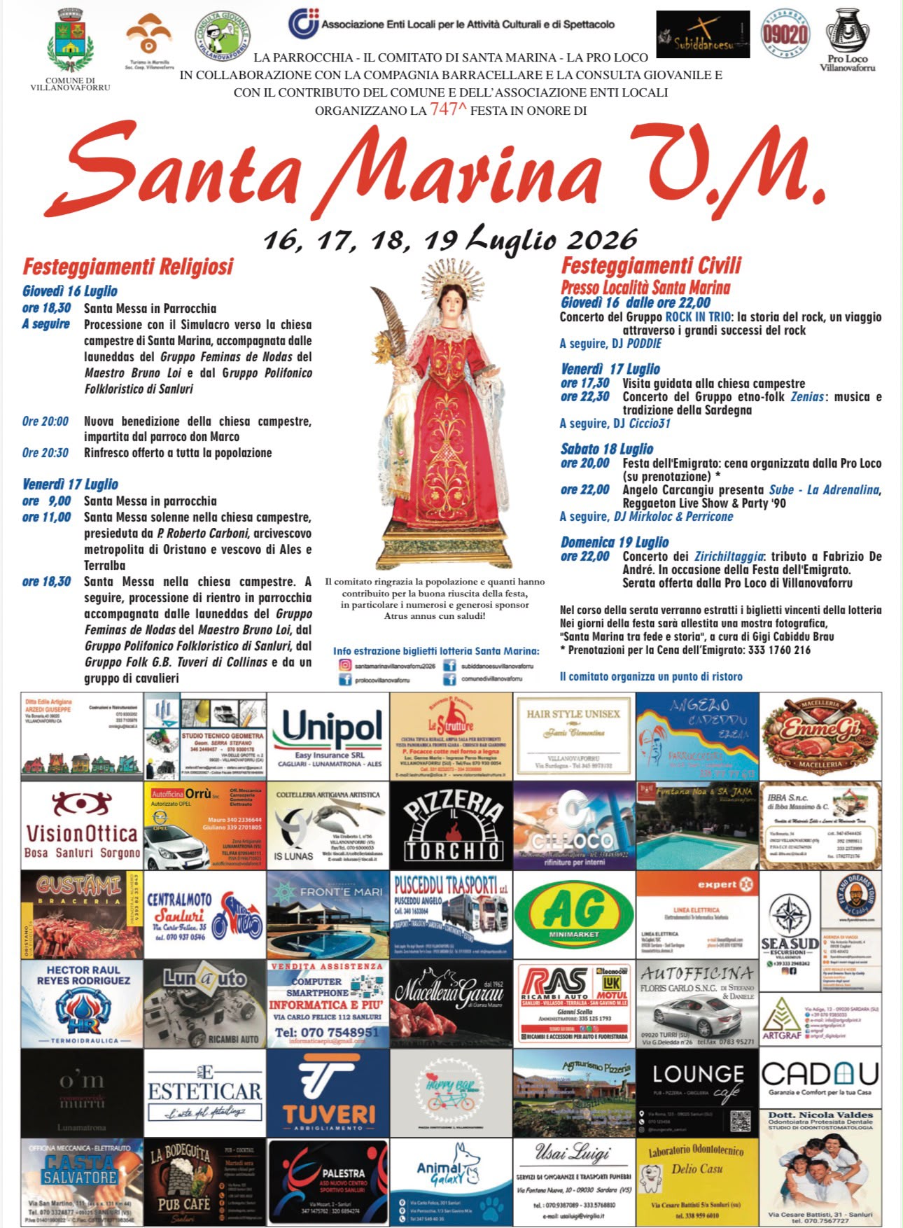 Locandina Festa Santa Marina 2026 - Villanovaforru